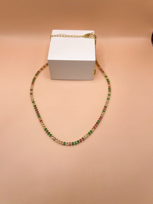 Choker Estilo Riviera Colorida - Banho Dourado