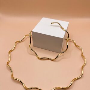 Kit de Choker e Bracelete Rígido Ajustável - Ondulado - Banho Dourado ou Prata